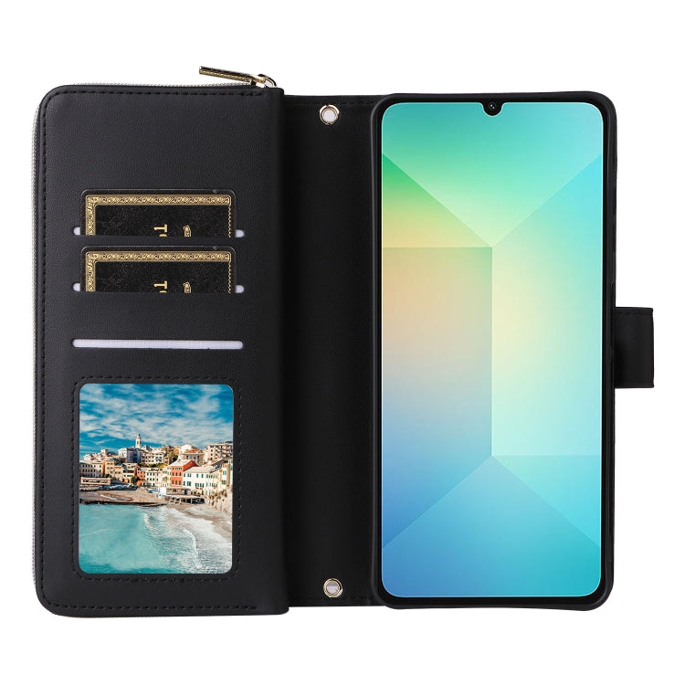 For Samsung Galaxy A06 / A07 Nine-card Slots Zipper Wallet Bag Leather Phone Case