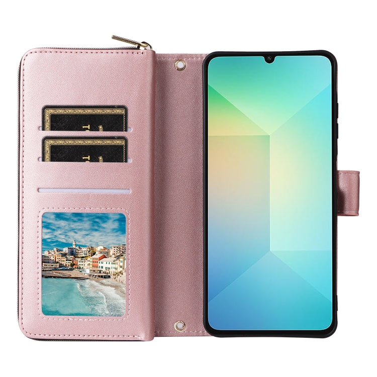 For Samsung Galaxy A06 / A07 Nine-card Slots Zipper Wallet Bag Leather Phone Case