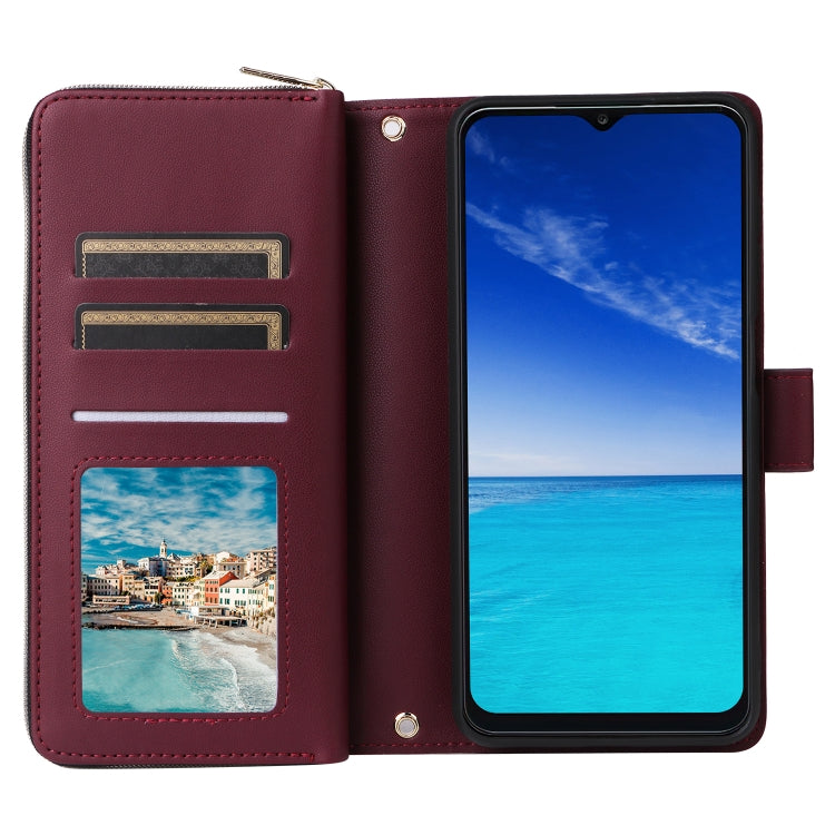 For Samsung Galaxy A13 5G / 4G Nine-card Slots Zipper Wallet Bag Leather Phone Case