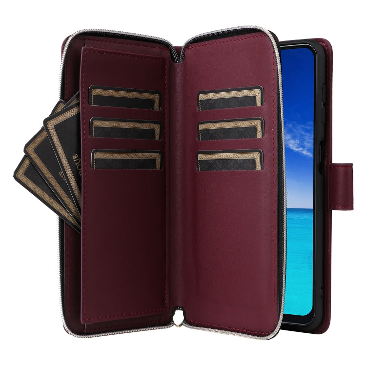 For Samsung Galaxy A13 5G / 4G Nine-card Slots Zipper Wallet Bag Leather Phone Case