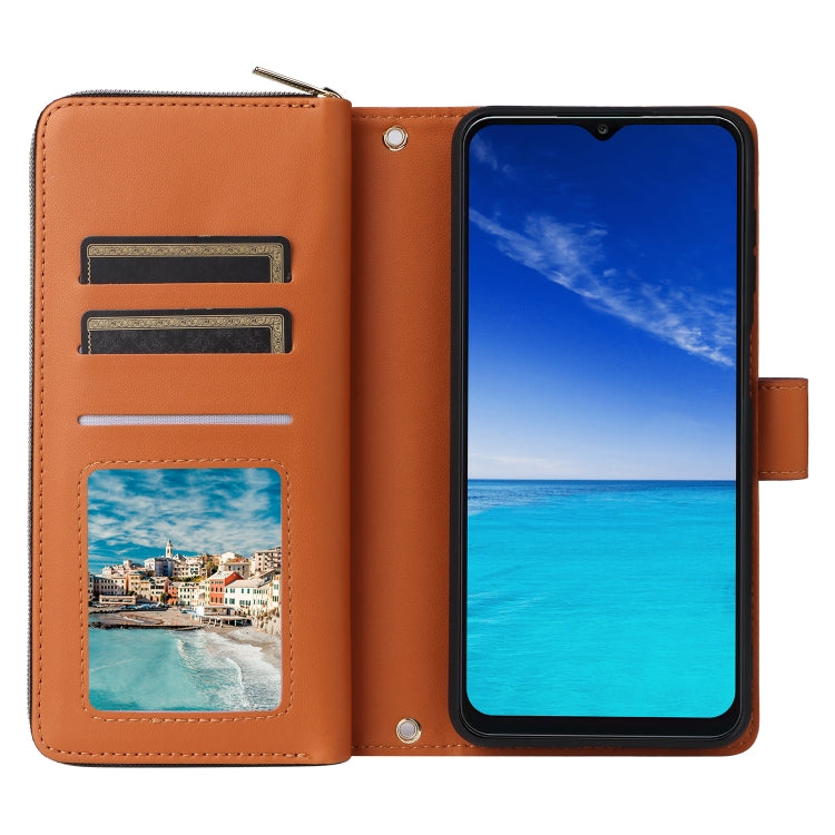 For Samsung Galaxy A13 5G / 4G Nine-card Slots Zipper Wallet Bag Leather Phone Case