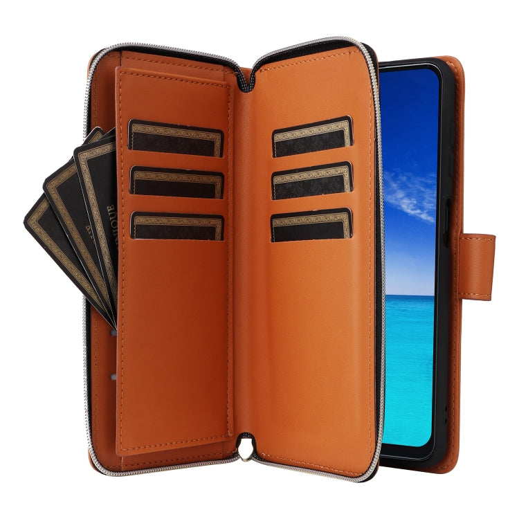 For Samsung Galaxy A13 5G / 4G Nine-card Slots Zipper Wallet Bag Leather Phone Case