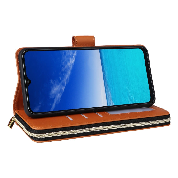 For Samsung Galaxy A13 5G / 4G Nine-card Slots Zipper Wallet Bag Leather Phone Case