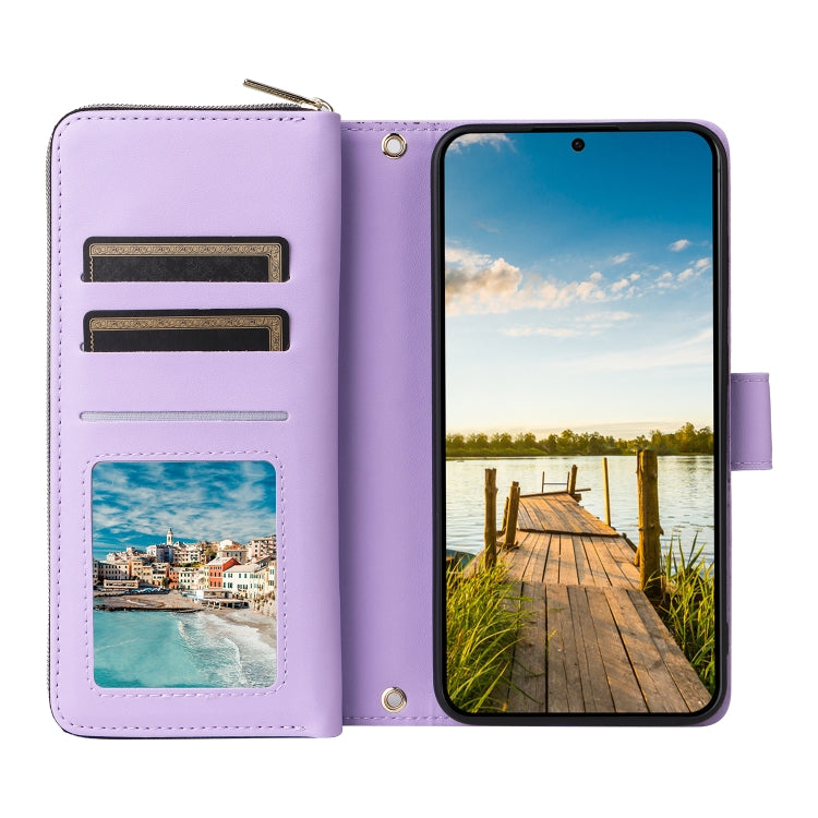For Samsung Galaxy A14 Nine-card Slots Zipper Wallet Bag Leather Phone Case