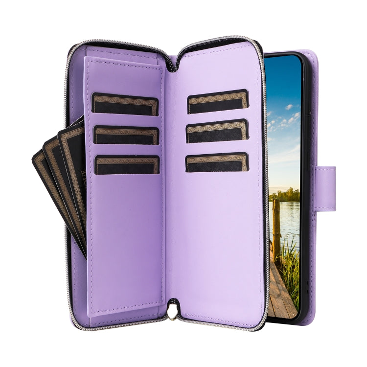 For Samsung Galaxy A14 Nine-card Slots Zipper Wallet Bag Leather Phone Case