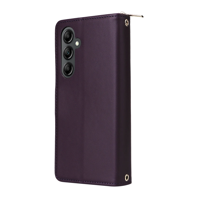 For Samsung Galaxy A14 Nine-card Slots Zipper Wallet Bag Leather Phone Case