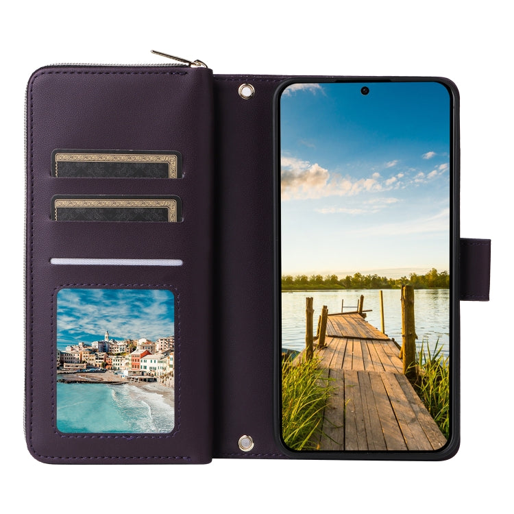 For Samsung Galaxy A14 Nine-card Slots Zipper Wallet Bag Leather Phone Case