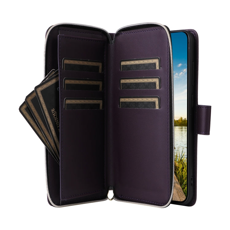 For Samsung Galaxy A14 Nine-card Slots Zipper Wallet Bag Leather Phone Case