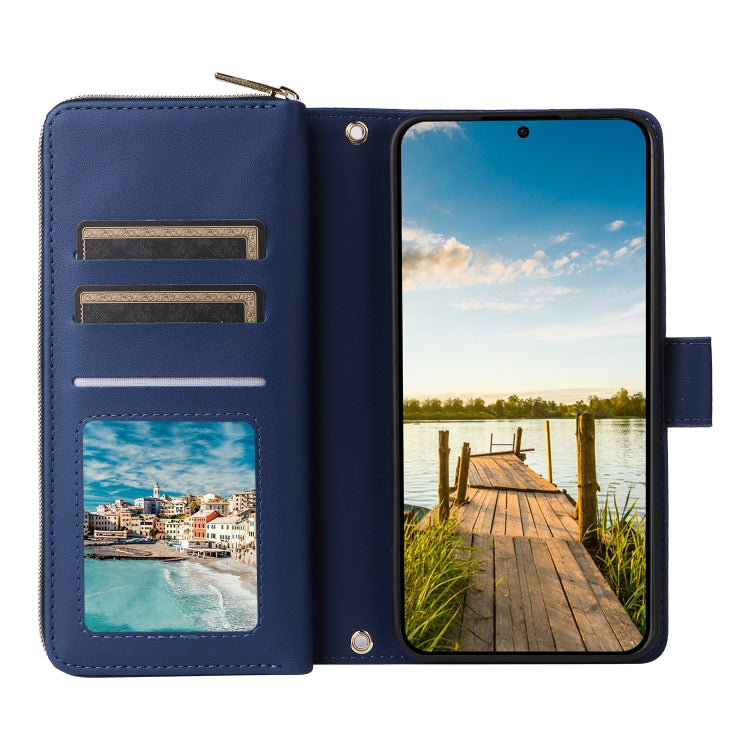 For Samsung Galaxy A14 Nine-card Slots Zipper Wallet Bag Leather Phone Case