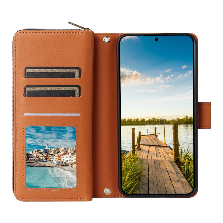 For Samsung Galaxy A14 Nine-card Slots Zipper Wallet Bag Leather Phone Case
