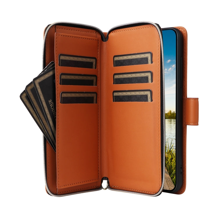 For Samsung Galaxy A14 Nine-card Slots Zipper Wallet Bag Leather Phone Case