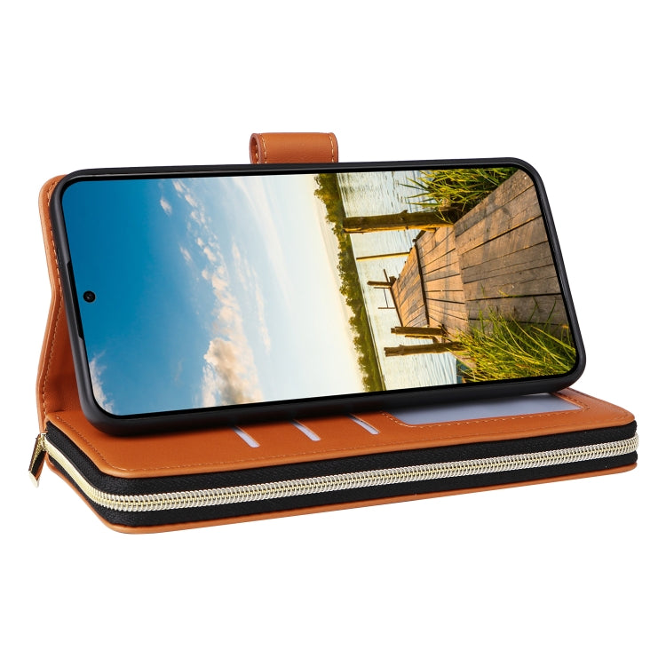 For Samsung Galaxy A14 Nine-card Slots Zipper Wallet Bag Leather Phone Case