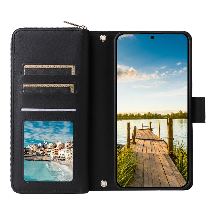 For Samsung Galaxy A14 Nine-card Slots Zipper Wallet Bag Leather Phone Case