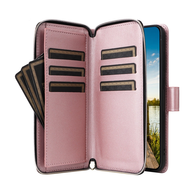 For Samsung Galaxy A14 Nine-card Slots Zipper Wallet Bag Leather Phone Case