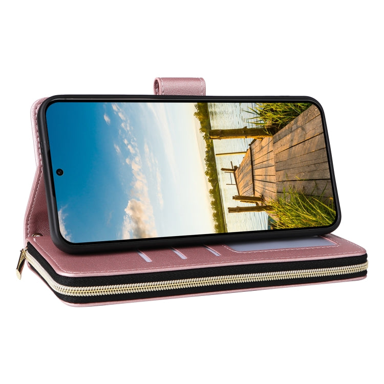 For Samsung Galaxy A14 Nine-card Slots Zipper Wallet Bag Leather Phone Case