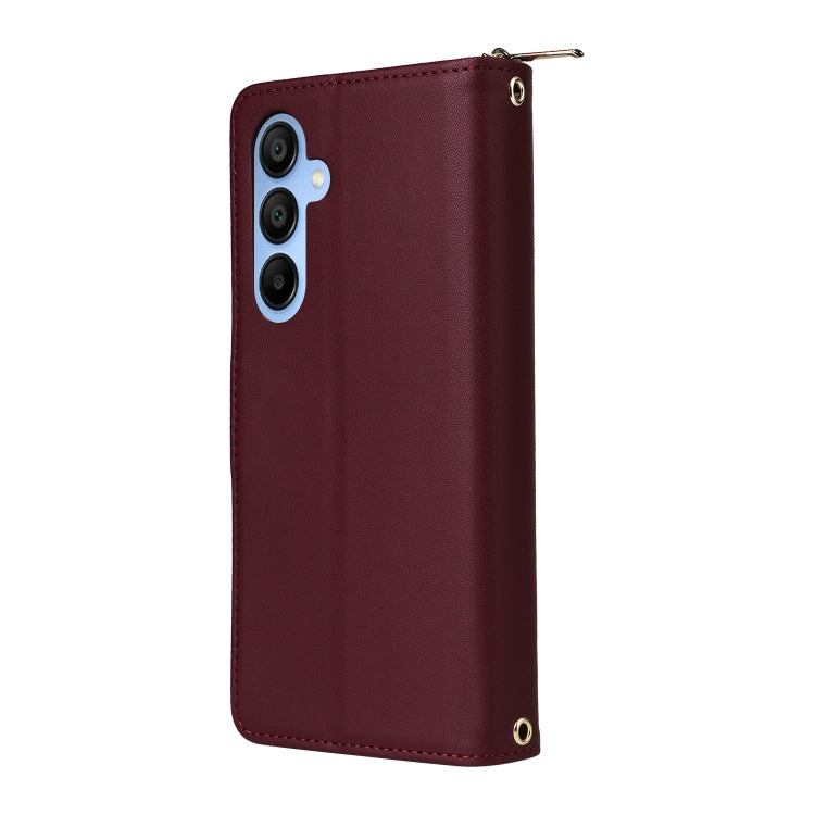 For Samsung Galaxy A15 Nine-card Slots Zipper Wallet Bag Leather Phone Case