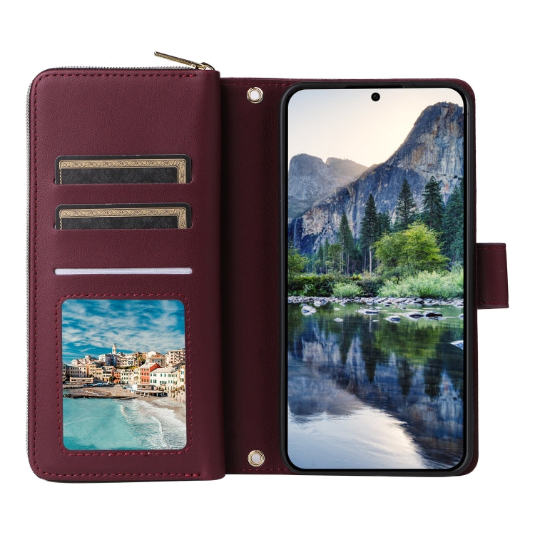 For Samsung Galaxy A15 Nine-card Slots Zipper Wallet Bag Leather Phone Case