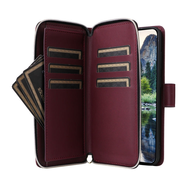 For Samsung Galaxy A15 Nine-card Slots Zipper Wallet Bag Leather Phone Case