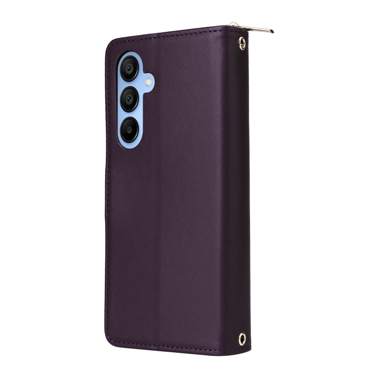 For Samsung Galaxy A15 Nine-card Slots Zipper Wallet Bag Leather Phone Case