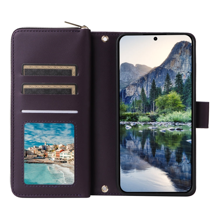 For Samsung Galaxy A15 Nine-card Slots Zipper Wallet Bag Leather Phone Case