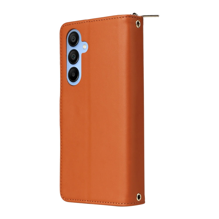 For Samsung Galaxy A15 Nine-card Slots Zipper Wallet Bag Leather Phone Case