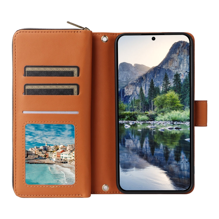 For Samsung Galaxy A15 Nine-card Slots Zipper Wallet Bag Leather Phone Case