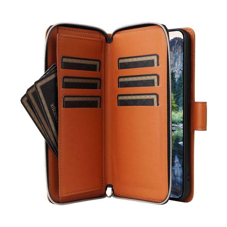 For Samsung Galaxy A15 Nine-card Slots Zipper Wallet Bag Leather Phone Case