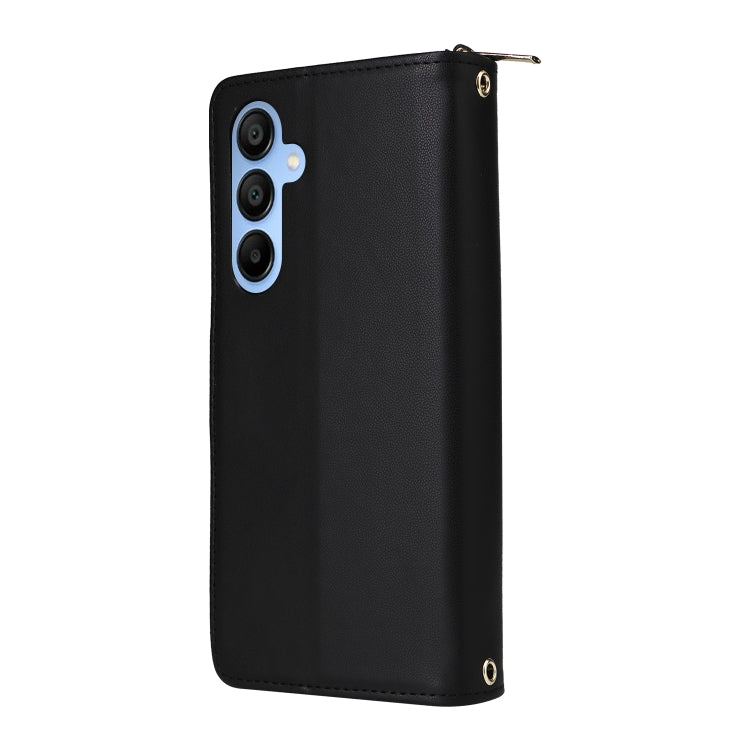 For Samsung Galaxy A15 Nine-card Slots Zipper Wallet Bag Leather Phone Case