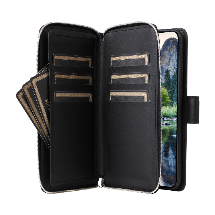 For Samsung Galaxy A15 Nine-card Slots Zipper Wallet Bag Leather Phone Case