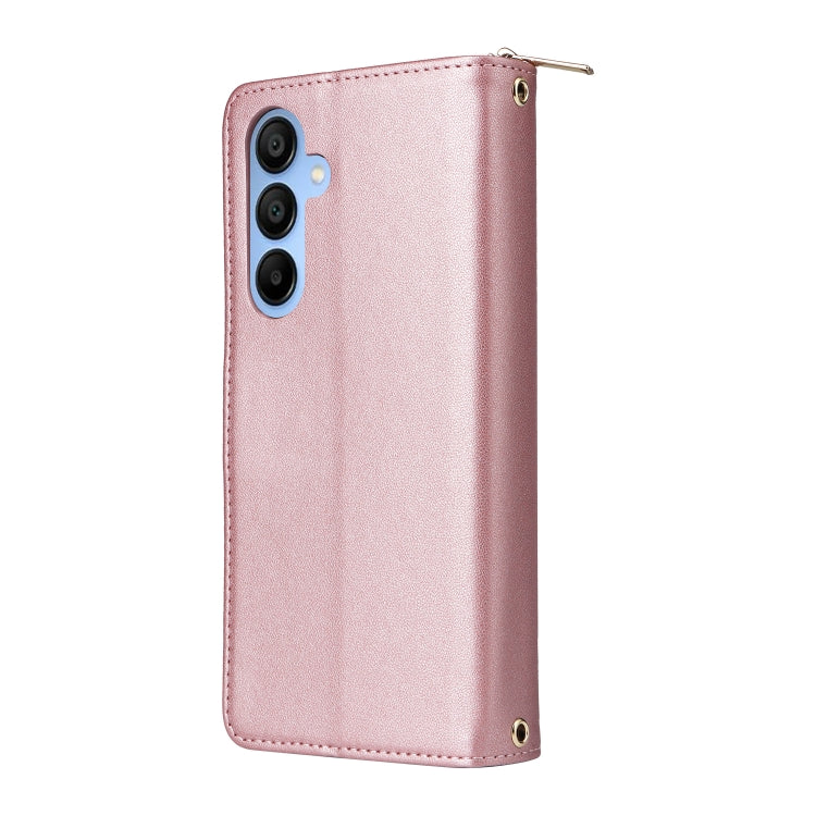 For Samsung Galaxy A15 Nine-card Slots Zipper Wallet Bag Leather Phone Case