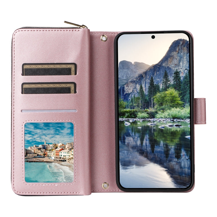For Samsung Galaxy A15 Nine-card Slots Zipper Wallet Bag Leather Phone Case