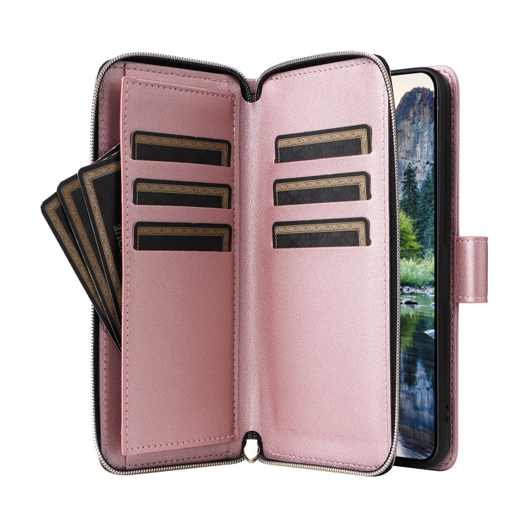 For Samsung Galaxy A15 Nine-card Slots Zipper Wallet Bag Leather Phone Case