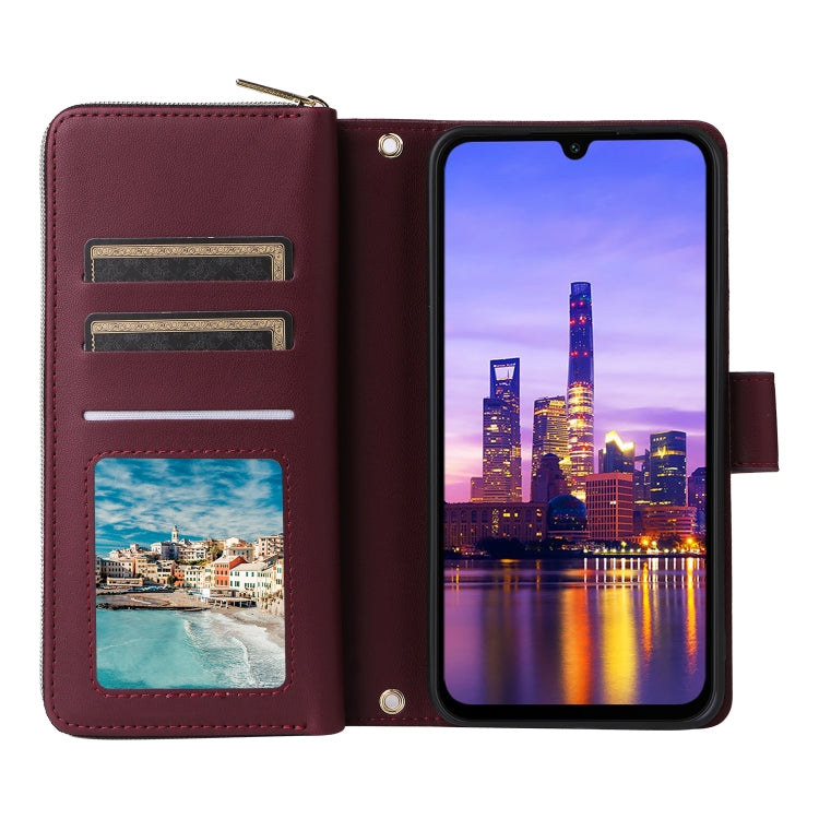 For Samsung Galaxy A16 Nine-card Slots Zipper Wallet Bag Leather Phone Case