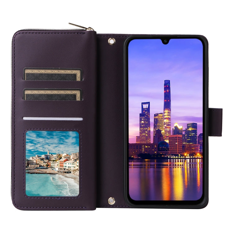 For Samsung Galaxy A16 Nine-card Slots Zipper Wallet Bag Leather Phone Case