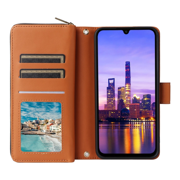 For Samsung Galaxy A16 Nine-card Slots Zipper Wallet Bag Leather Phone Case