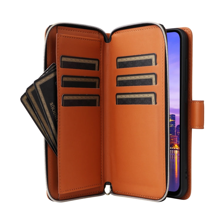 For Samsung Galaxy A16 Nine-card Slots Zipper Wallet Bag Leather Phone Case