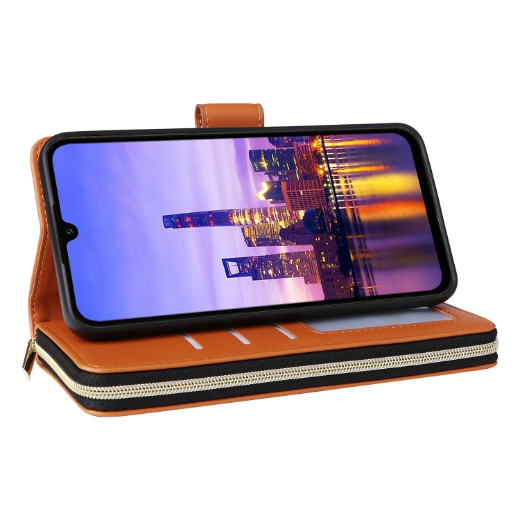 For Samsung Galaxy A16 Nine-card Slots Zipper Wallet Bag Leather Phone Case