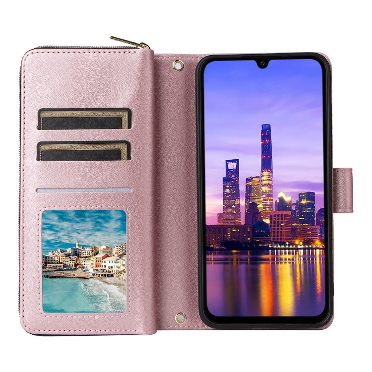 For Samsung Galaxy A16 Nine-card Slots Zipper Wallet Bag Leather Phone Case