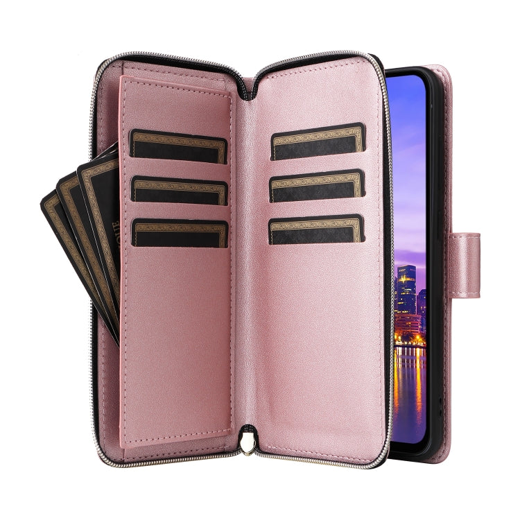 For Samsung Galaxy A16 Nine-card Slots Zipper Wallet Bag Leather Phone Case