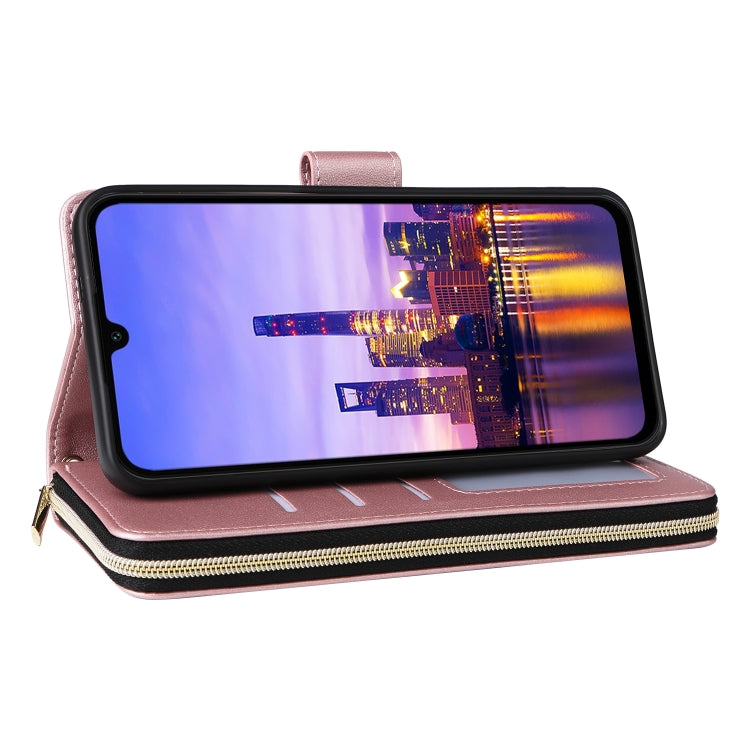 For Samsung Galaxy A16 Nine-card Slots Zipper Wallet Bag Leather Phone Case