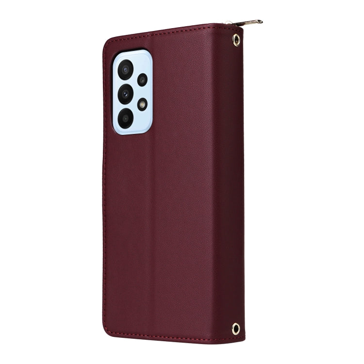 For Samsung Galaxy A23 5G Nine-card Slots Zipper Wallet Bag Leather Phone Case