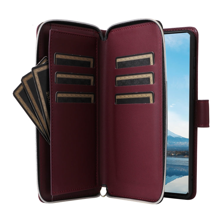 For Samsung Galaxy A23 5G Nine-card Slots Zipper Wallet Bag Leather Phone Case