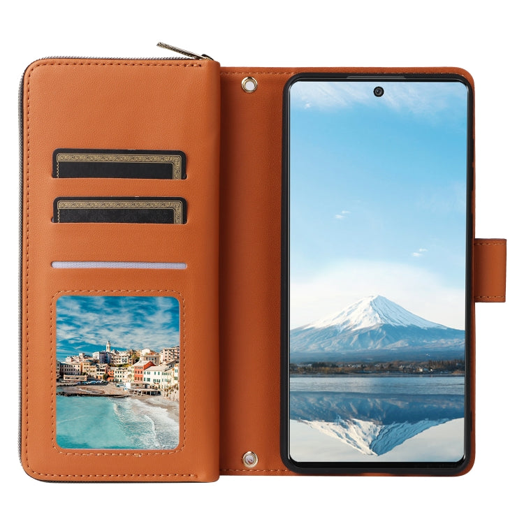For Samsung Galaxy A23 5G Nine-card Slots Zipper Wallet Bag Leather Phone Case