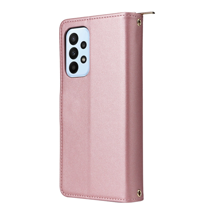 For Samsung Galaxy A23 5G Nine-card Slots Zipper Wallet Bag Leather Phone Case