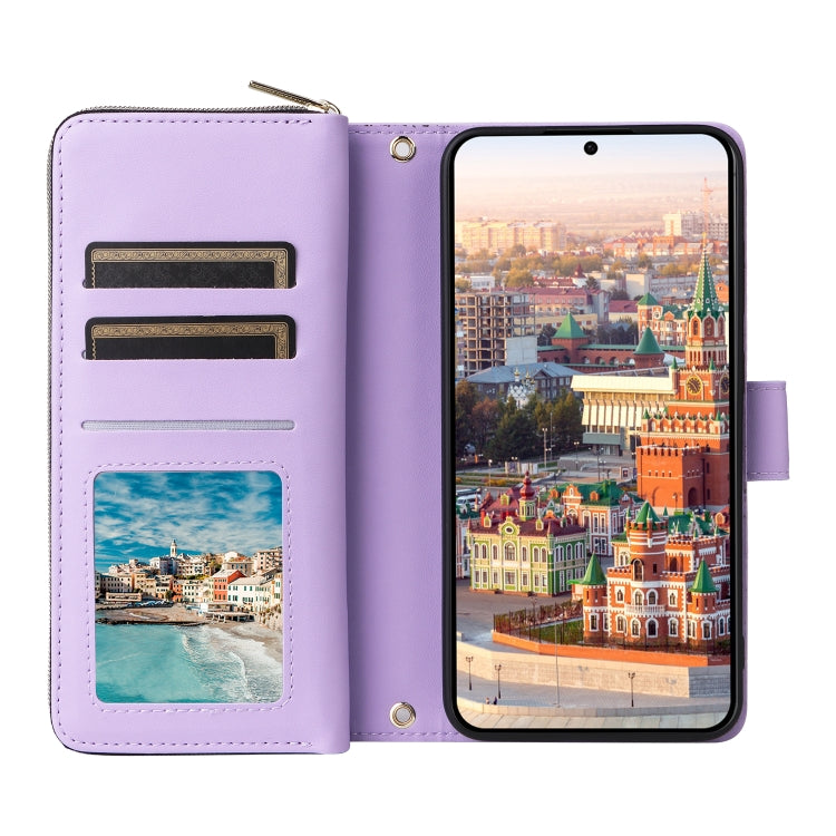 For Samsung Galaxy A24 Nine-card Slots Zipper Wallet Bag Leather Phone Case