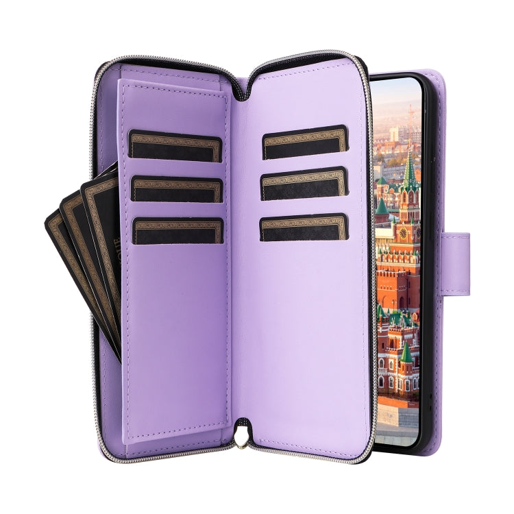 For Samsung Galaxy A24 Nine-card Slots Zipper Wallet Bag Leather Phone Case