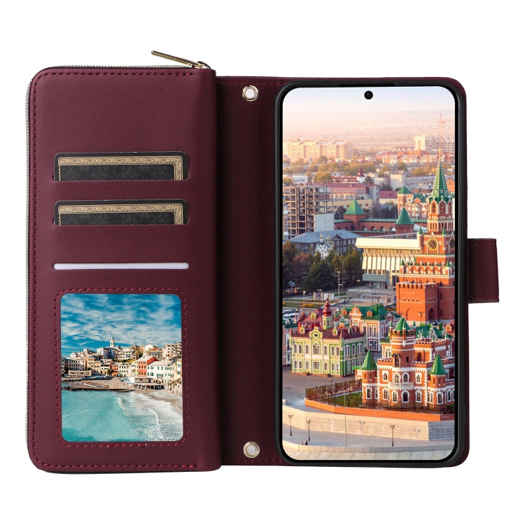 For Samsung Galaxy A24 Nine-card Slots Zipper Wallet Bag Leather Phone Case
