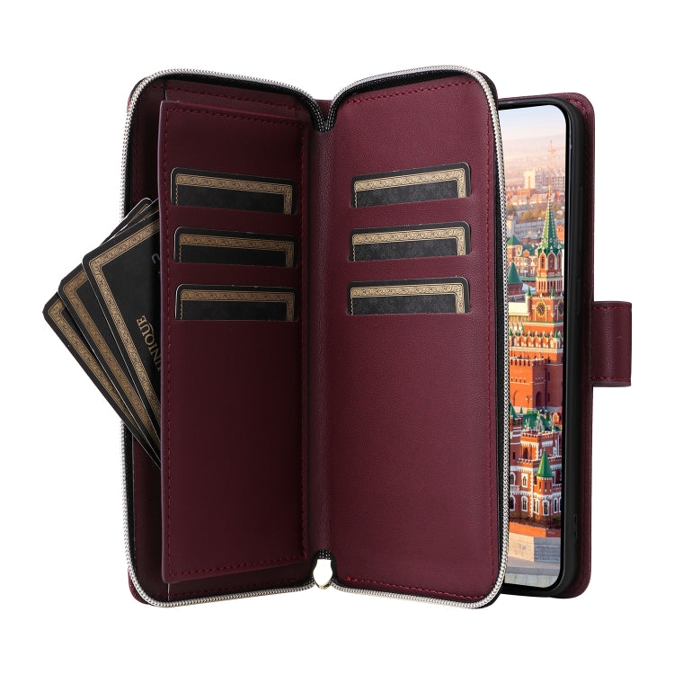 For Samsung Galaxy A24 Nine-card Slots Zipper Wallet Bag Leather Phone Case