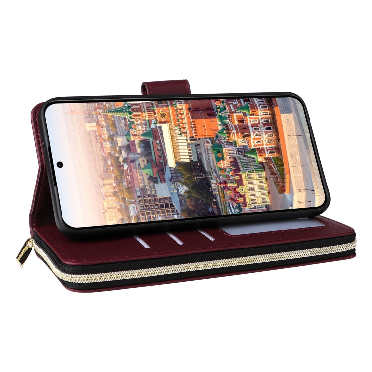 For Samsung Galaxy A24 Nine-card Slots Zipper Wallet Bag Leather Phone Case