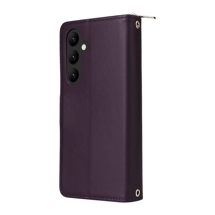 For Samsung Galaxy A24 Nine-card Slots Zipper Wallet Bag Leather Phone Case